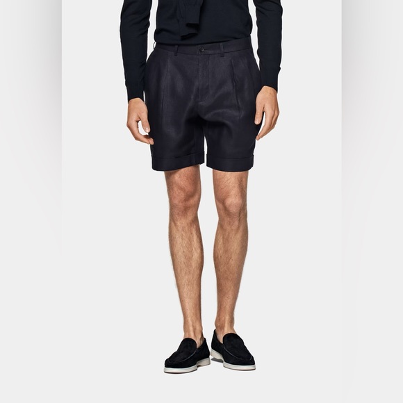 SUIT SUPPLY NAVY BOSA LINEN SHORTS - Picture 7 of 12